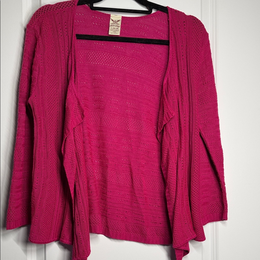 Faded Glory Hot Pink Open-Front Cardigan